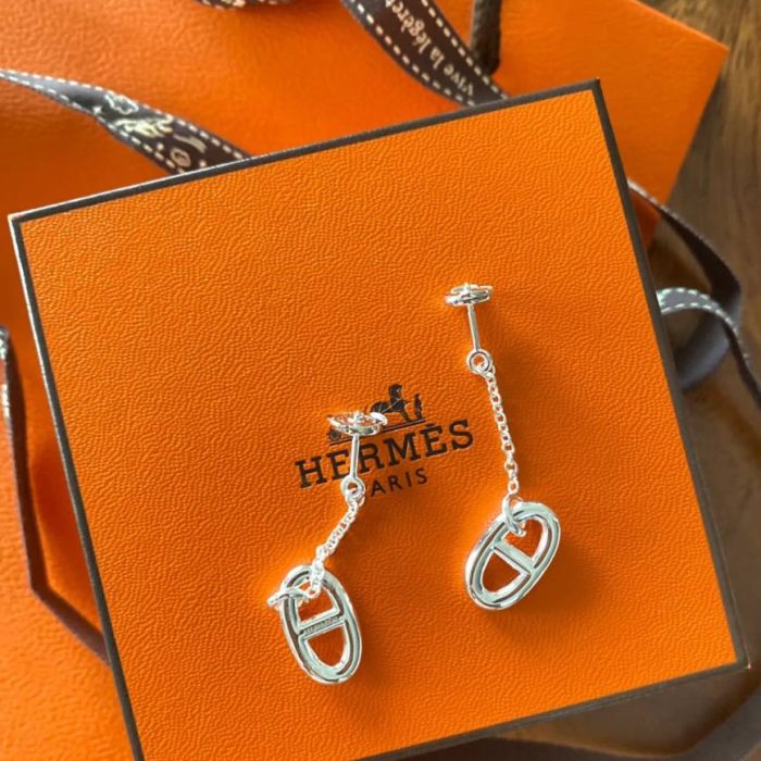 Hermès Farandole 經典豬鼻子造型吊墜純銀耳釘